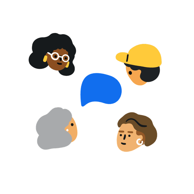 image of four people talking