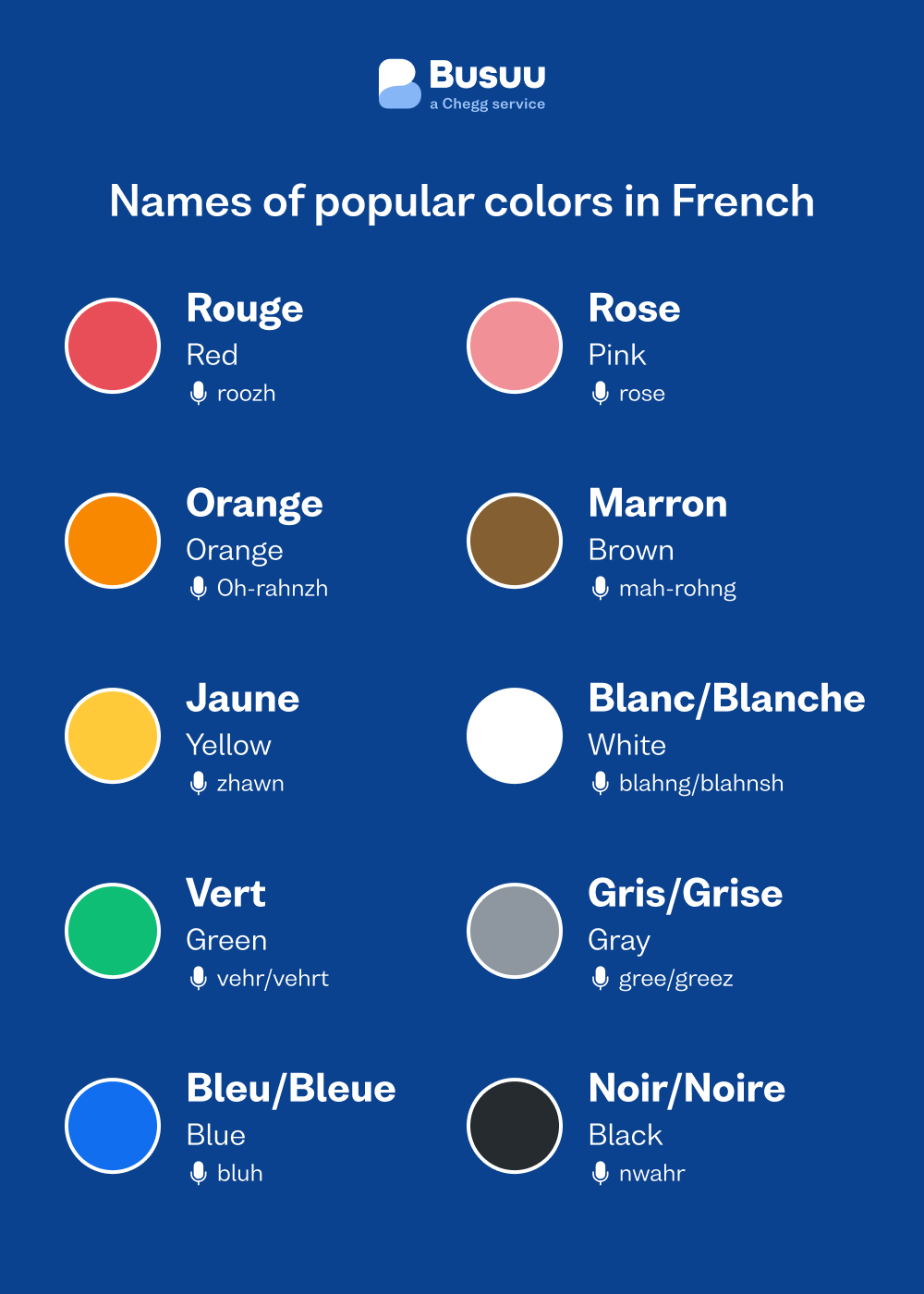 What is the feminine of Bleu in French?